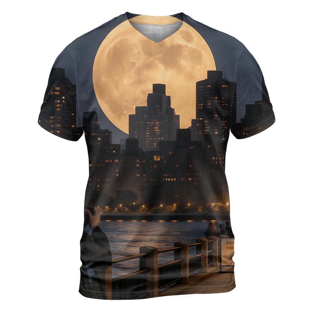 Harvest Moon Over The Upper East River creative print fashion shirts