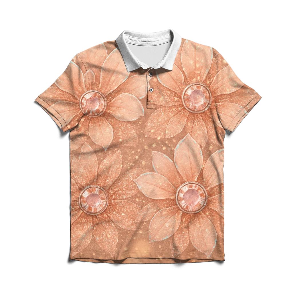 Rose Gold Blossom Burst casual sports polo shirts