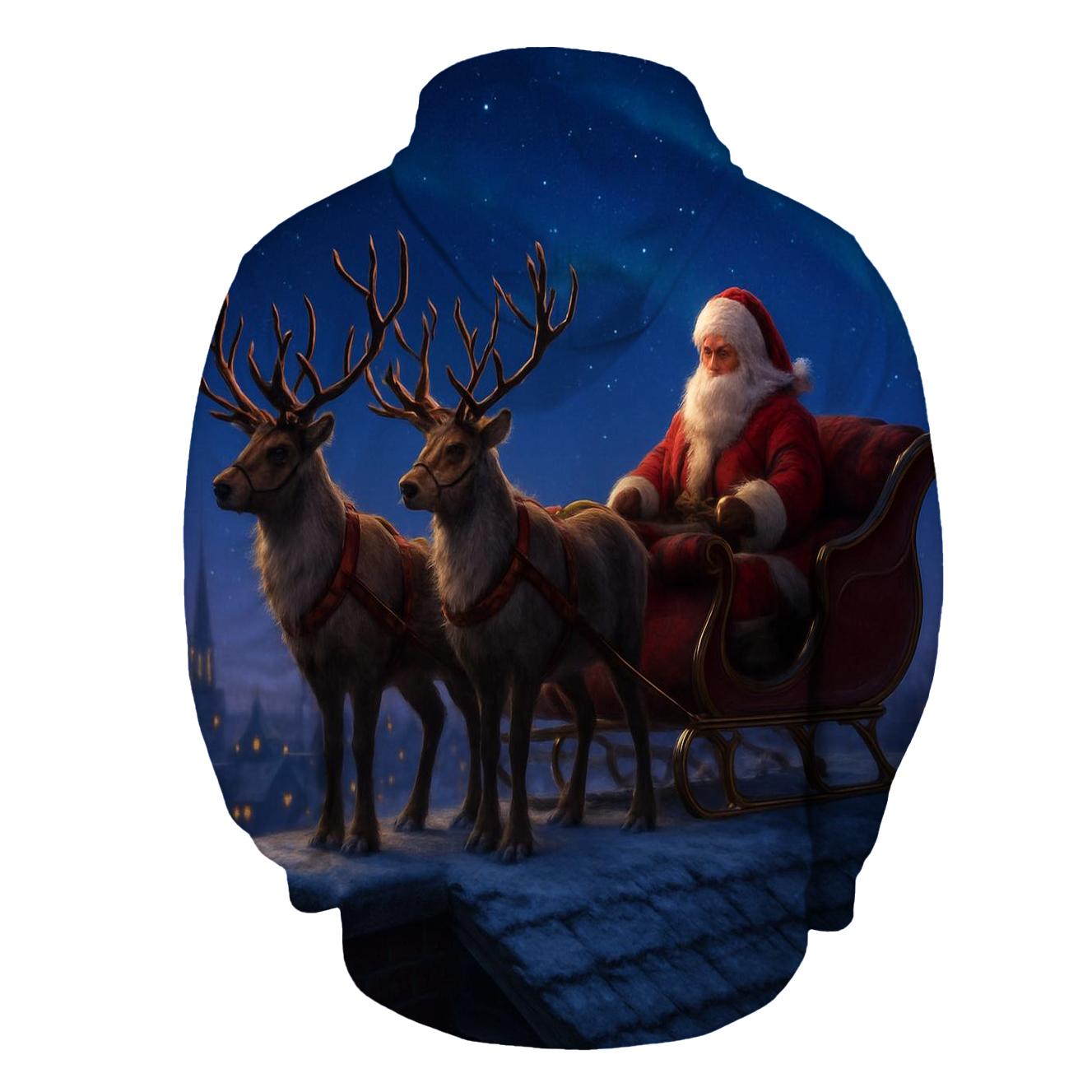 Reindeer On Rooftop Stars zip-up hoodies