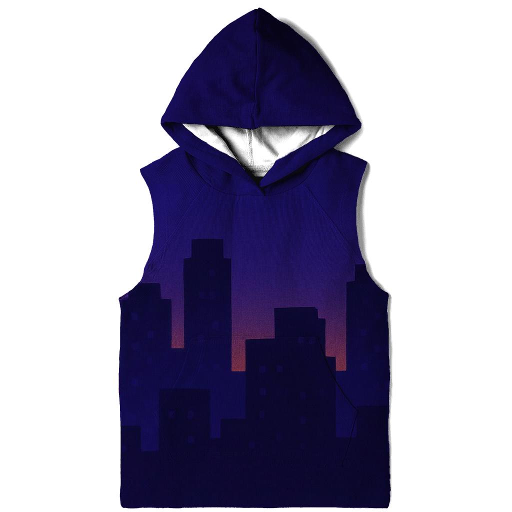 Pixel Skyline Glow printed hoodies