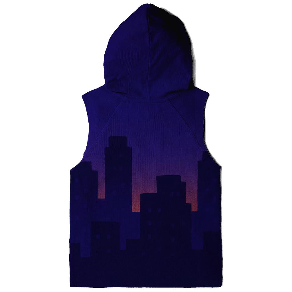 Pixel Skyline Glow printed hoodies