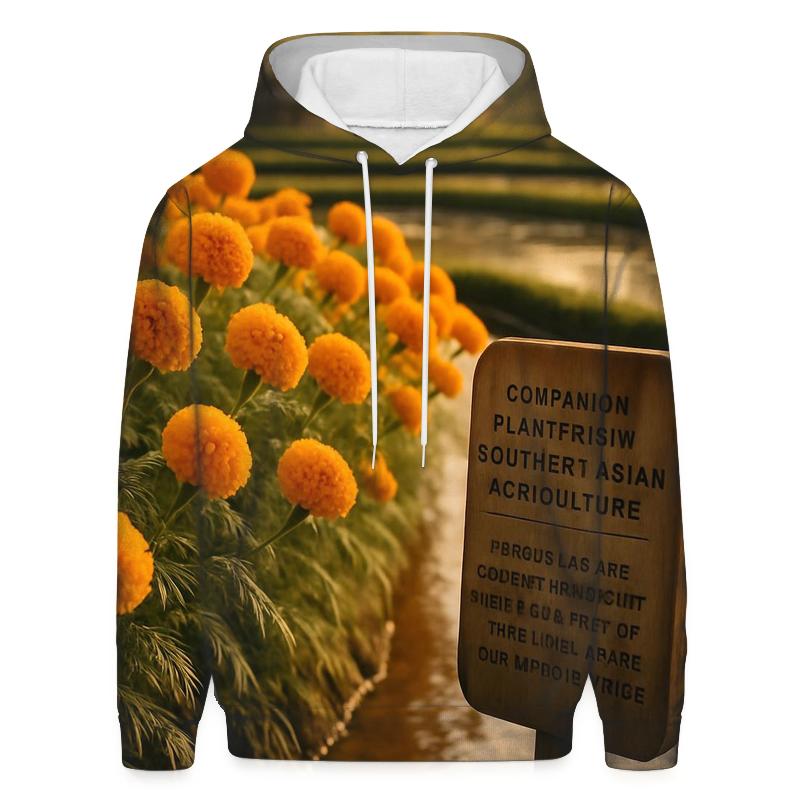 Rice Terrace Marigold Borders heavyweight hoodies