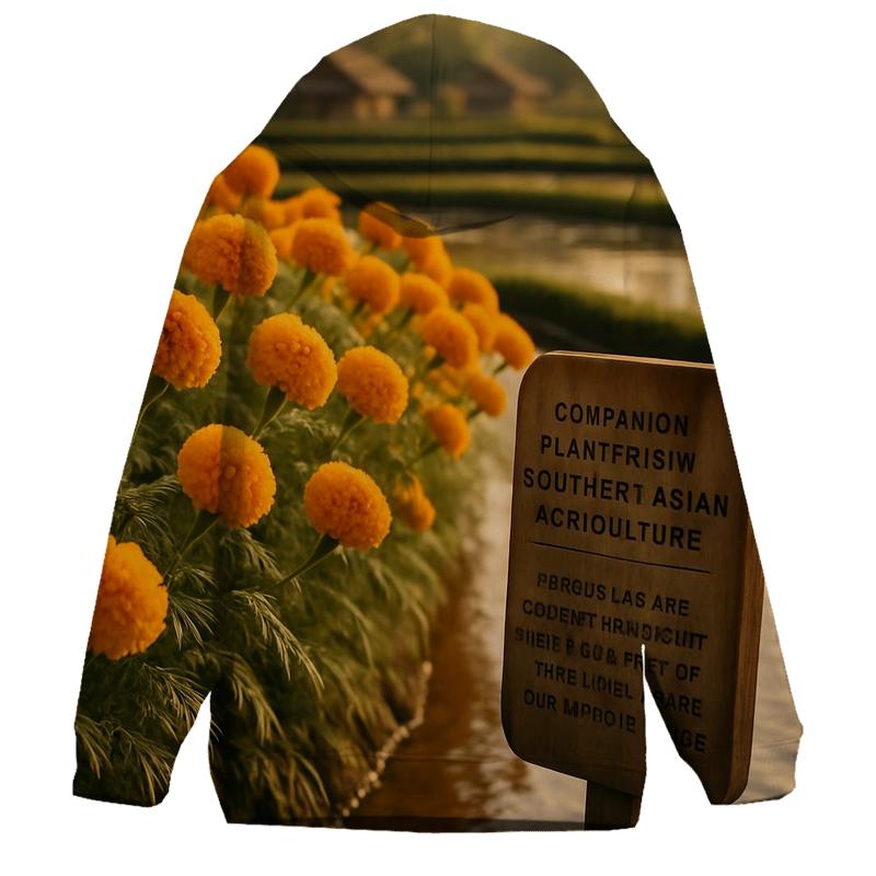 Rice Terrace Marigold Borders heavyweight hoodies