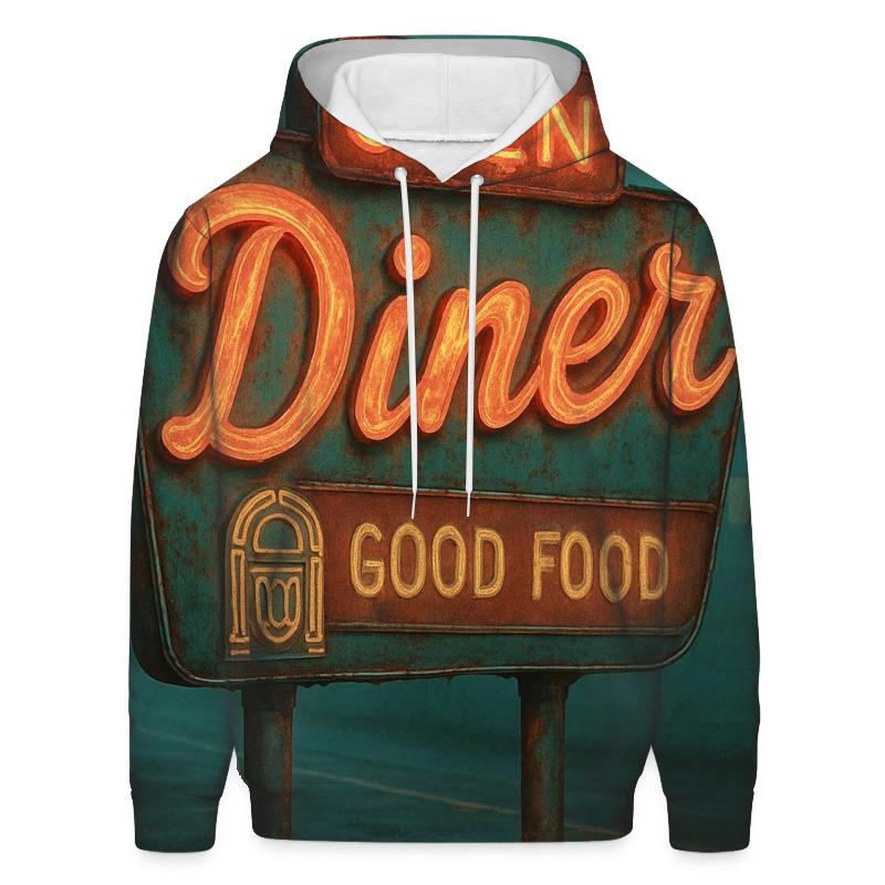 Sunset Diner Neon Sign printed hoodies
