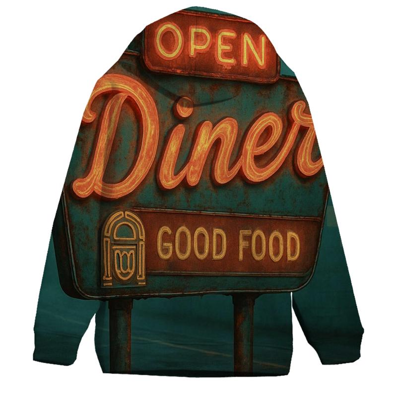 Sunset Diner Neon Sign printed hoodies