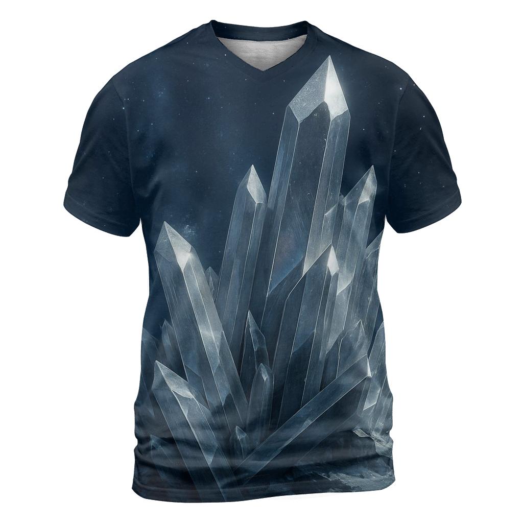 Midnight Crystal Crest artistic all-over print tops