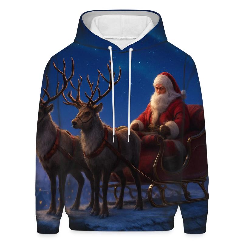 Reindeer On Rooftop Stars premium hoodies