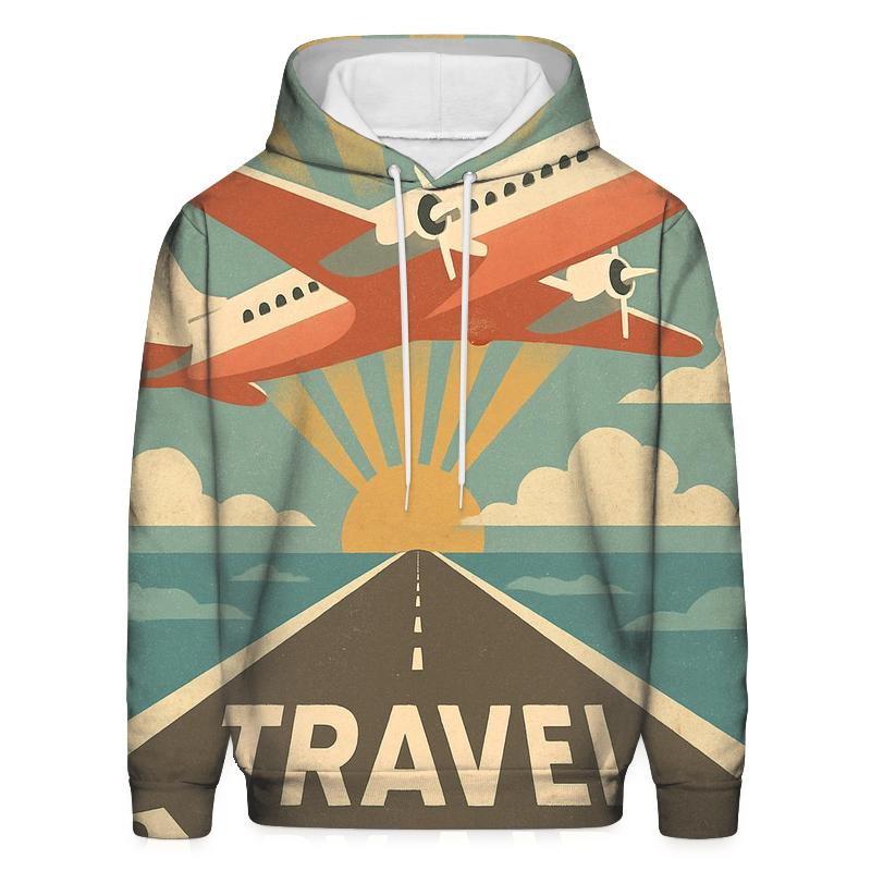 Retro Airline Travel Poster zip-up hoodies