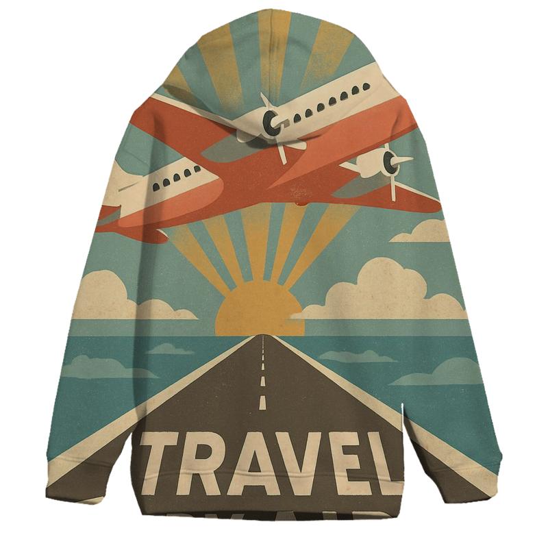 Retro Airline Travel Poster zip-up hoodies