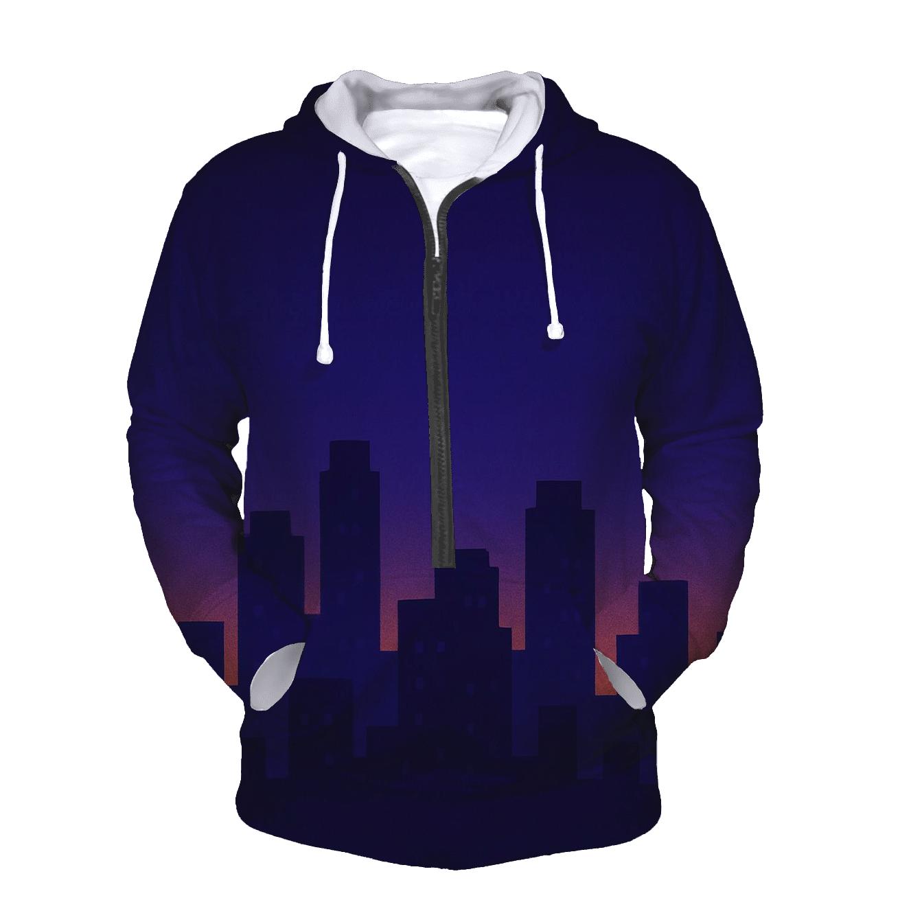 Pixel Skyline Glow graphic hoodies