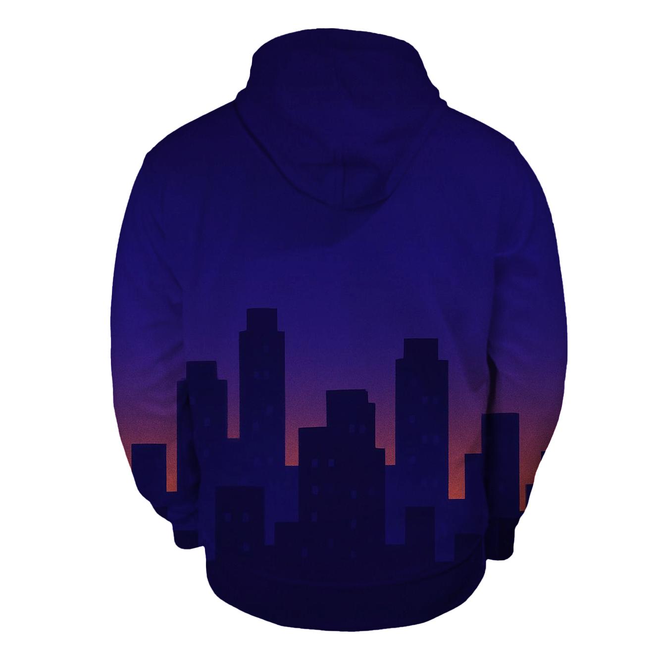 Pixel Skyline Glow graphic hoodies