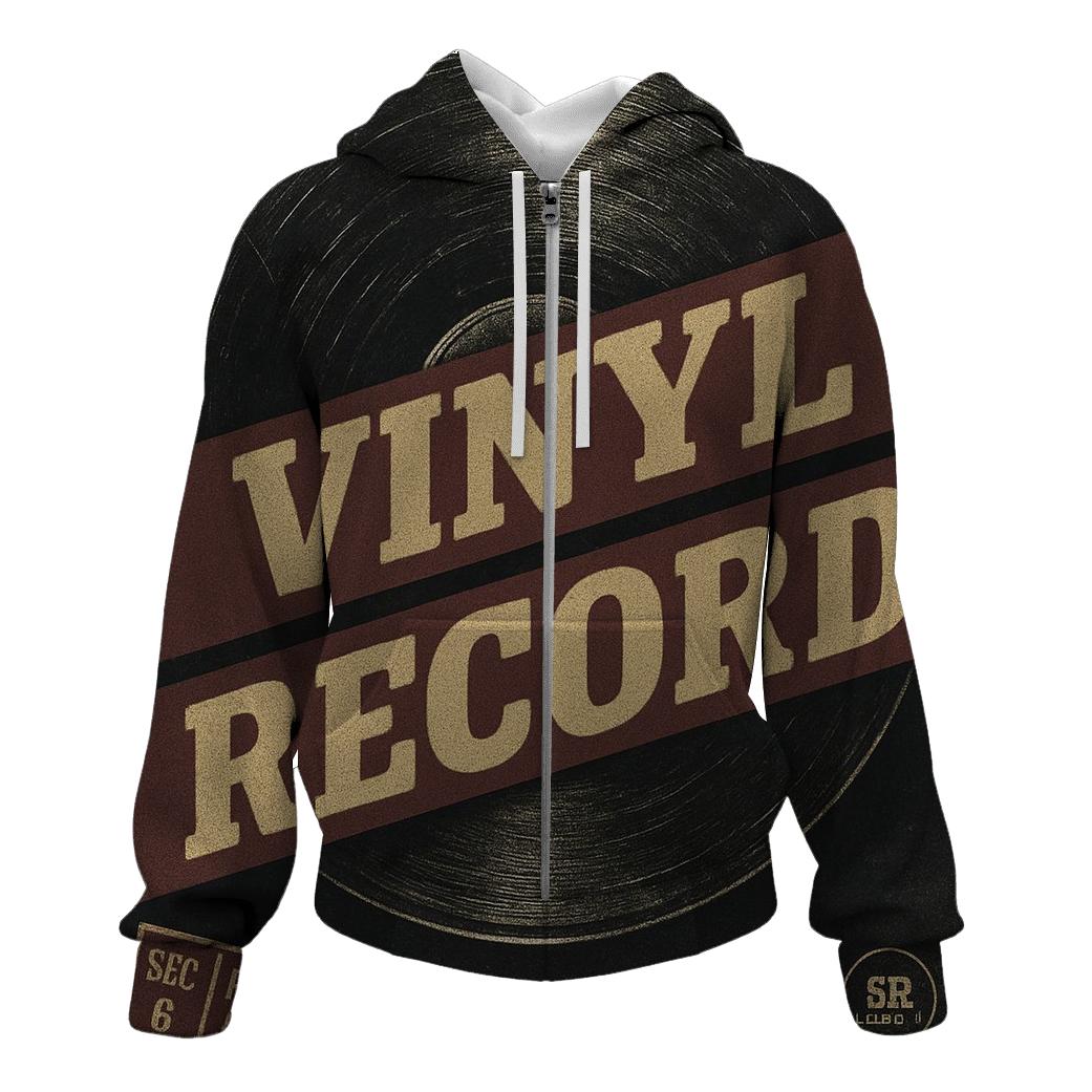 Distressed Vinyl Record Poster premium hoodies