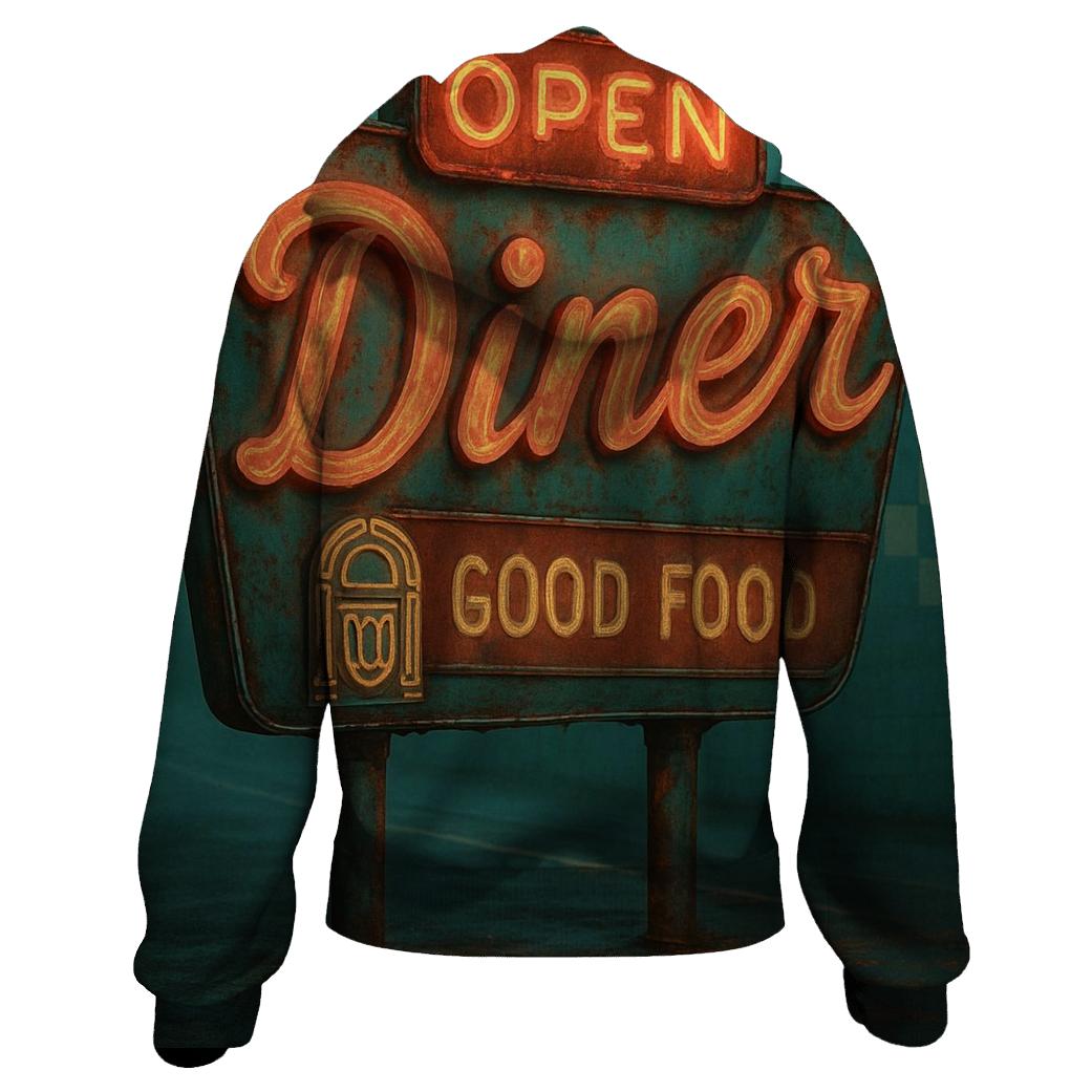 Sunset Diner Neon Sign premium hoodies