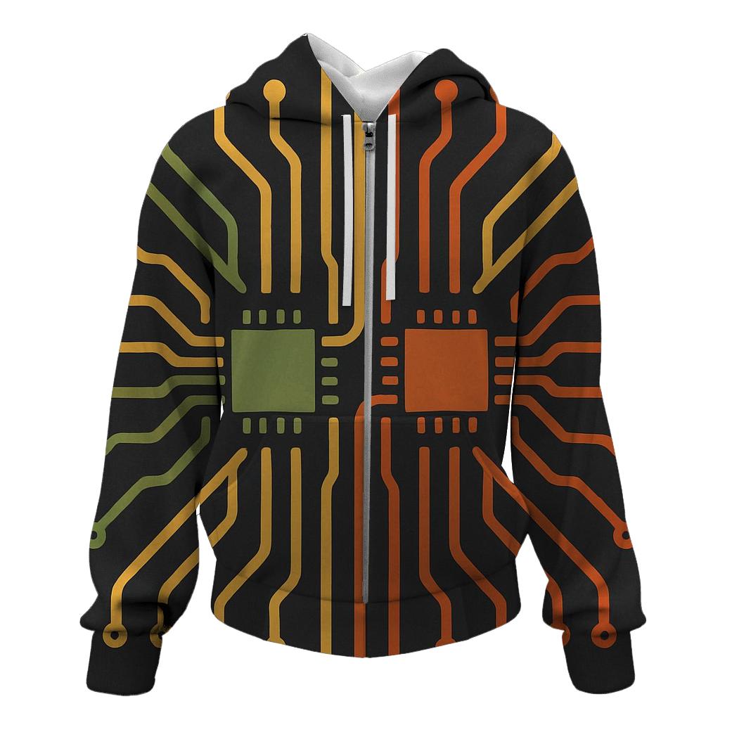 Retro Tech Circuit pullover hoodies