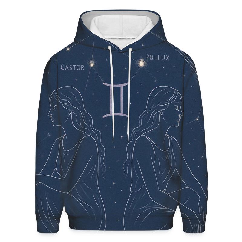 Ethereal Gemini Twins Portrait graphic hoodies