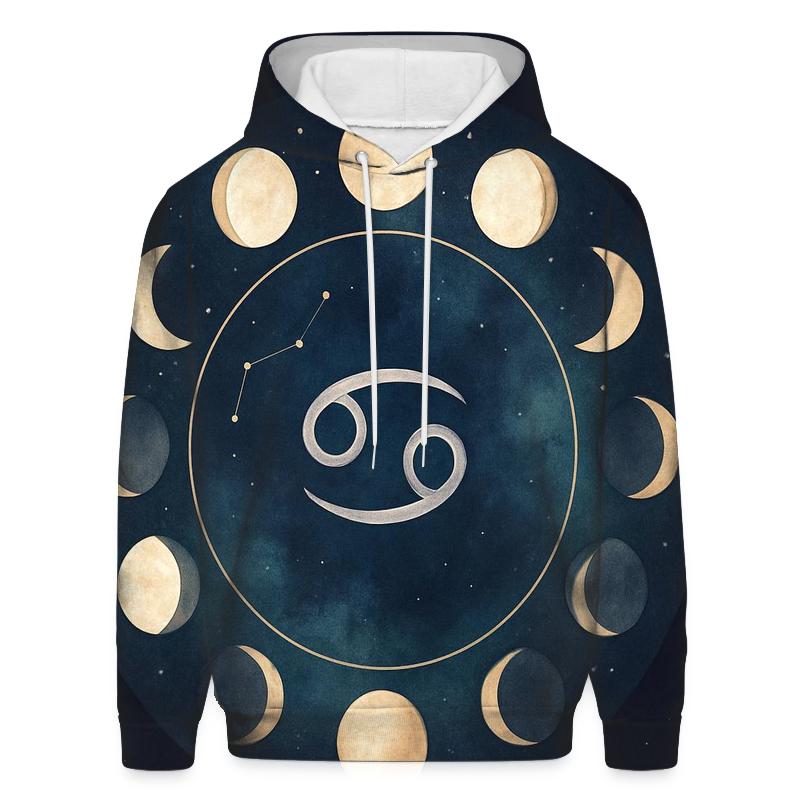 Cancer Moon Phase Cycle printed hoodies