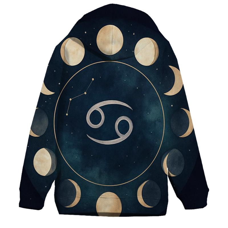 Cancer Moon Phase Cycle printed hoodies