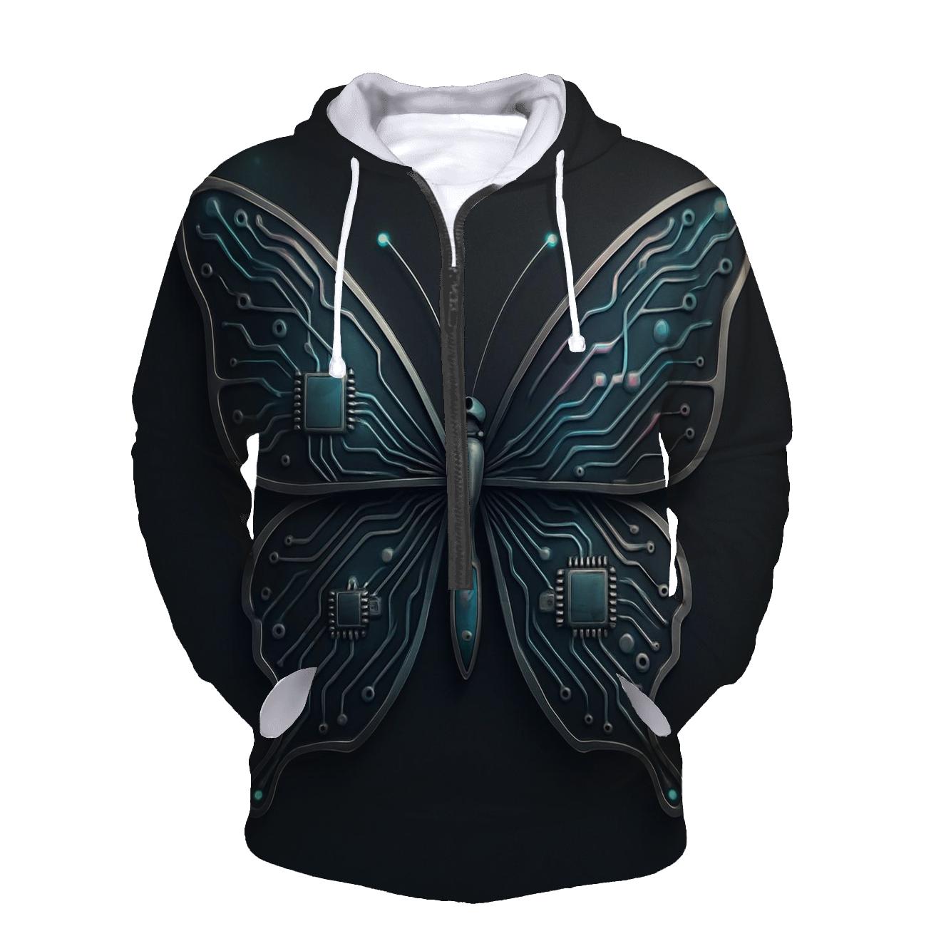 Futuristic Circuit Butterfly hoodies fashion