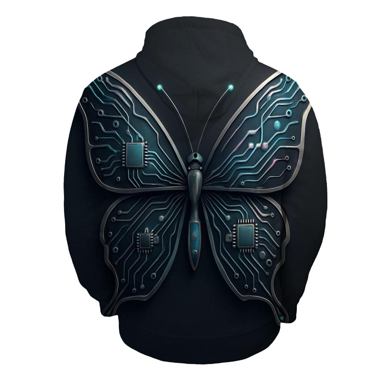 Futuristic Circuit Butterfly hoodies fashion