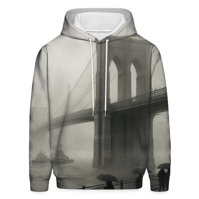 Foggy Morning Over The Bridges lightweight hoodies