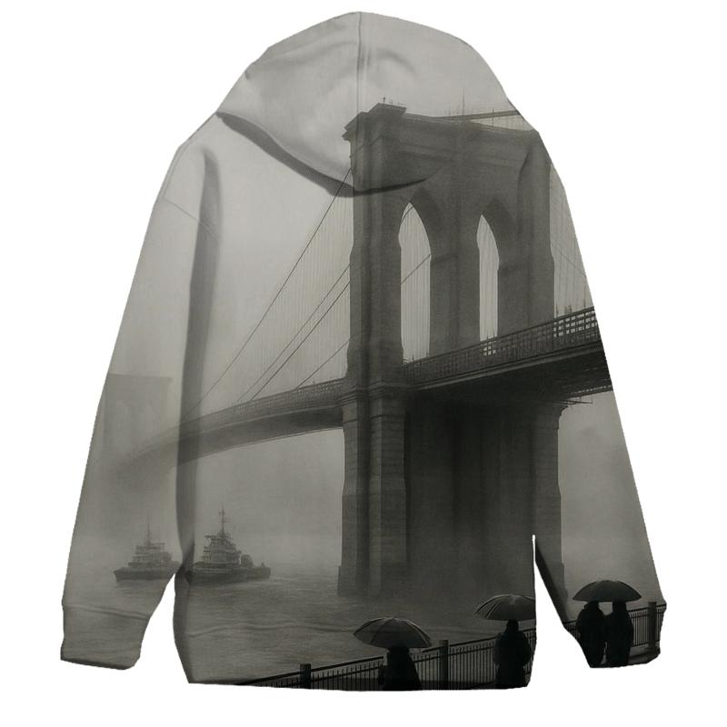 Foggy Morning Over The Bridges lightweight hoodies