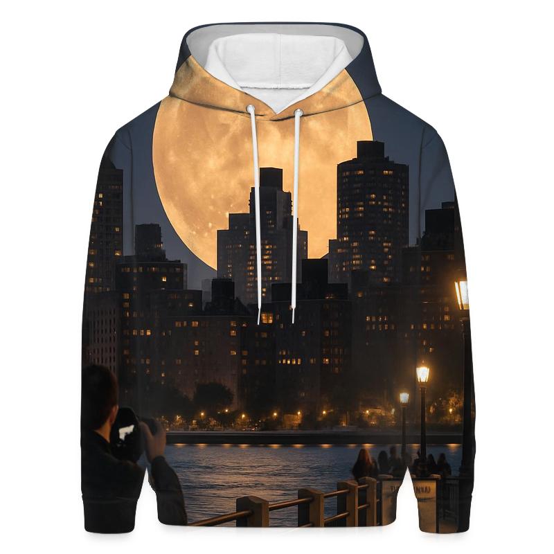 Harvest Moon Over The Upper East River pullover hoodies