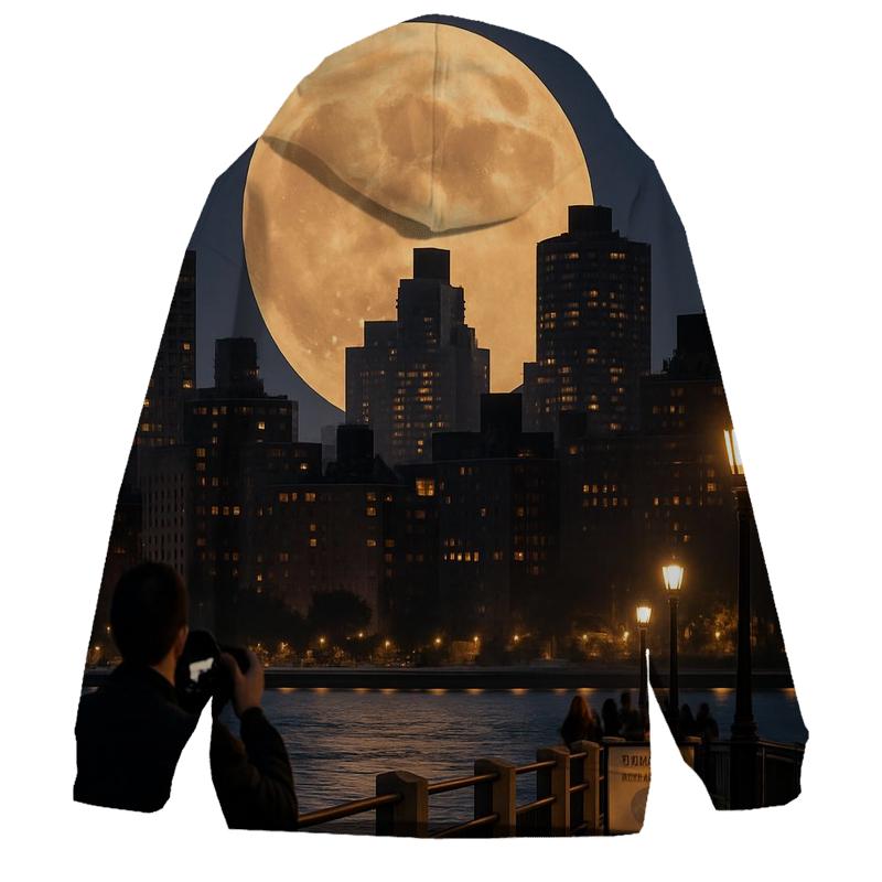 Harvest Moon Over The Upper East River pullover hoodies