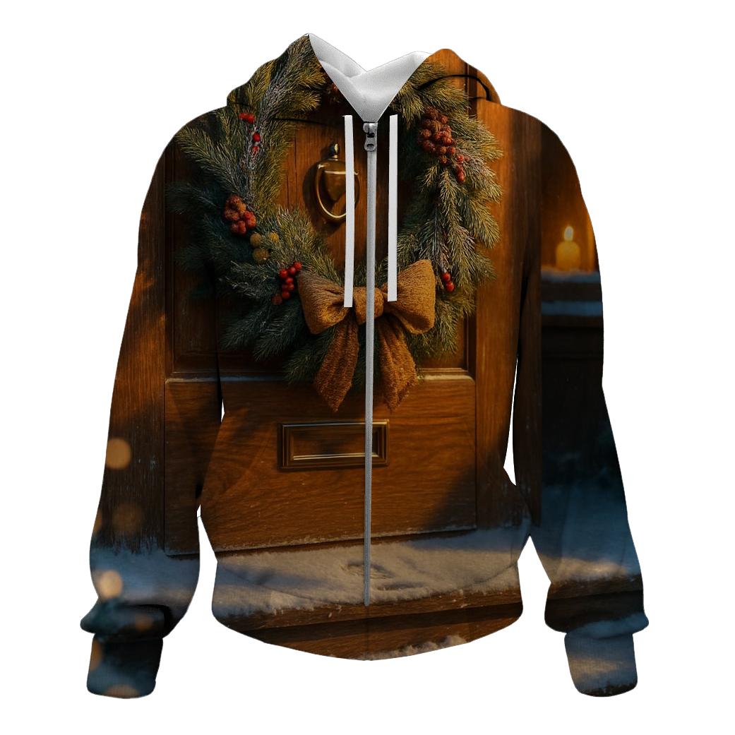 Wreath On Frosted Doorstep graphic hoodies