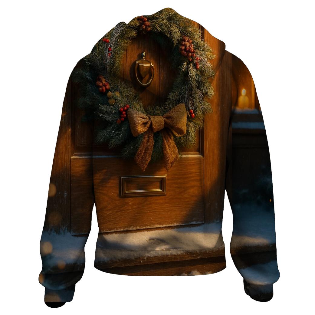 Wreath On Frosted Doorstep graphic hoodies