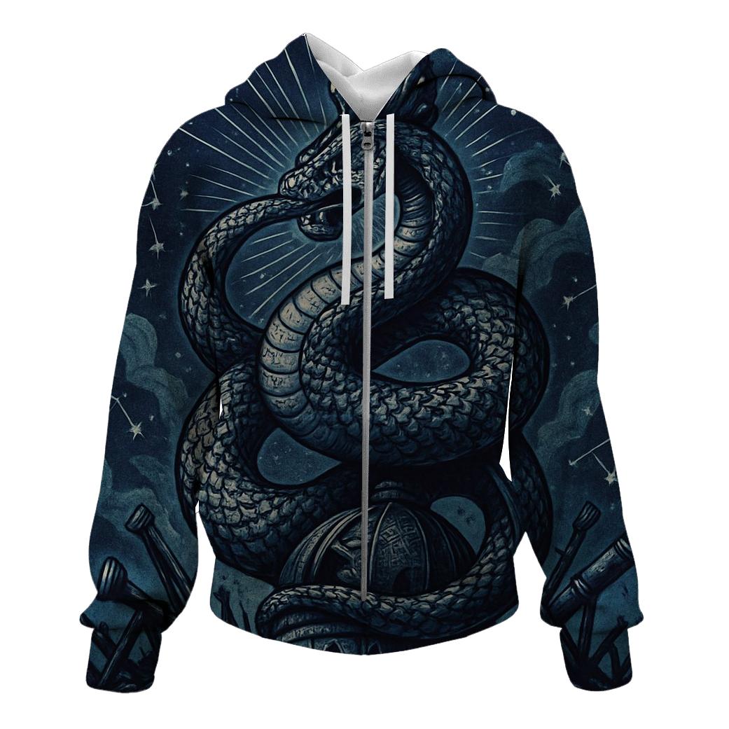 Celestial Coil Sentinel graphic hoodies
