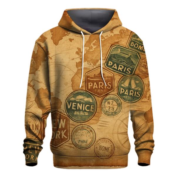 Faded Travel Stamp Map premium hoodies