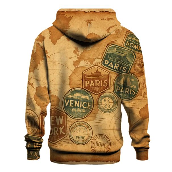 Faded Travel Stamp Map premium hoodies