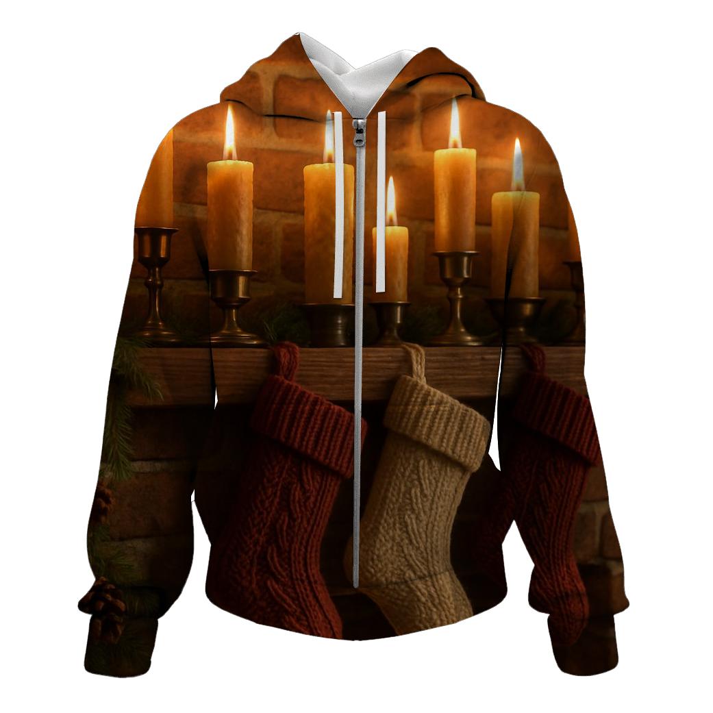 Candlelit Mantel With Stockings embroidered hoodies