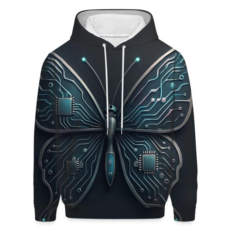 Futuristic Circuit Butterfly zip-up hoodies