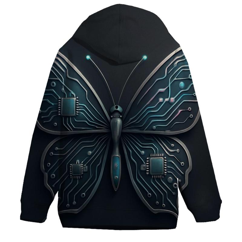 Futuristic Circuit Butterfly zip-up hoodies
