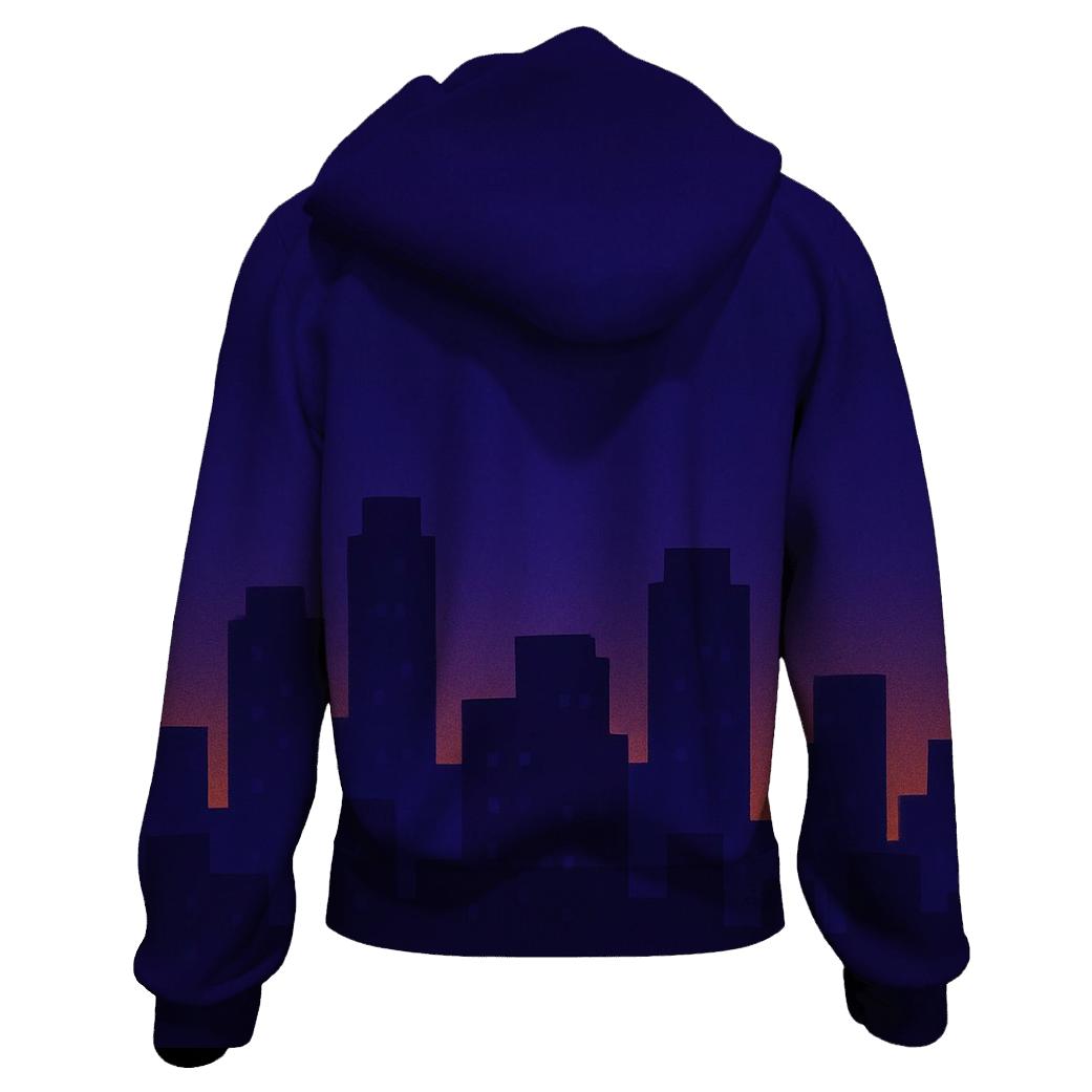 Pixel Skyline Glow custom hoodies