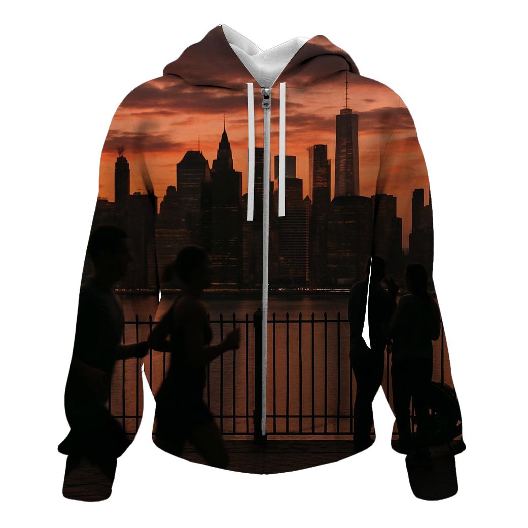 Sunset Silhouette From Brooklyn Promenade lightweight hoodies