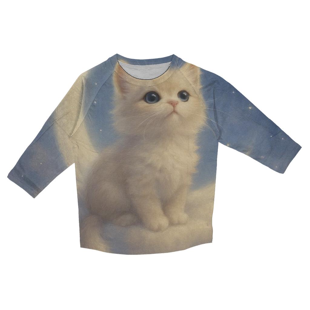 Moonlit Cloud Kitten cotton quarter sleeve shirts