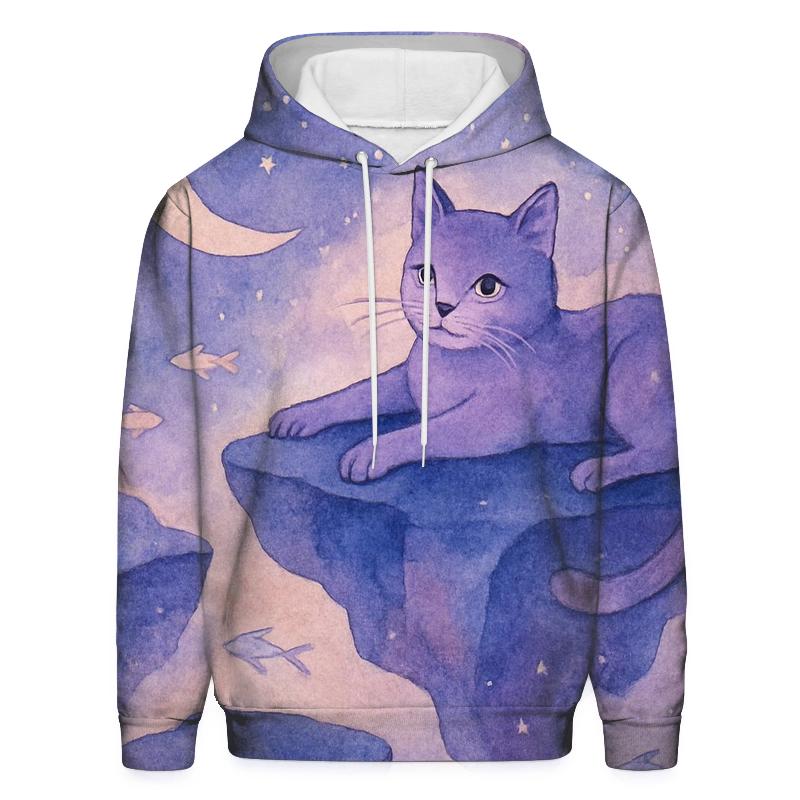 Surreal Dreamscape Cat printed hoodies