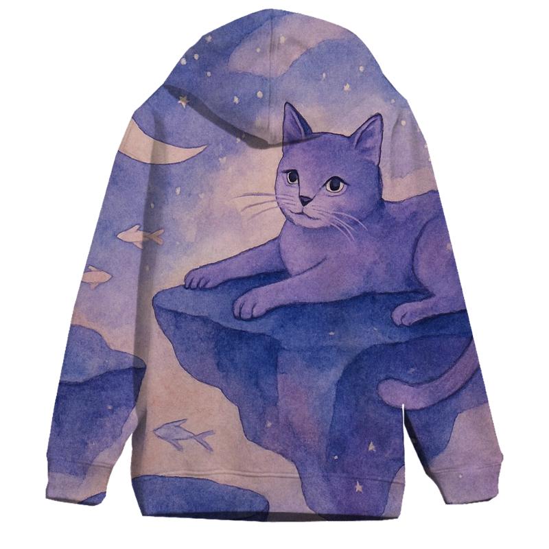 Surreal Dreamscape Cat printed hoodies