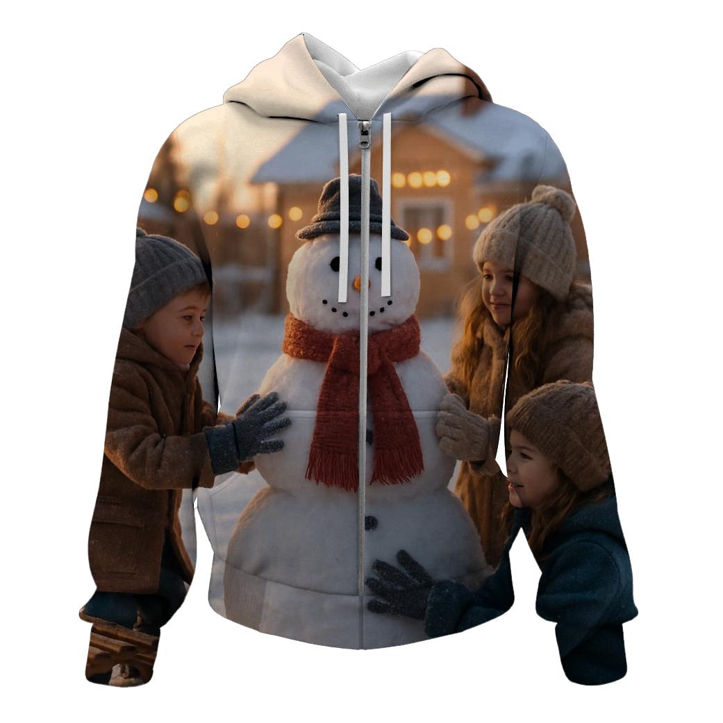 Children Building Snowman pullover hoodies