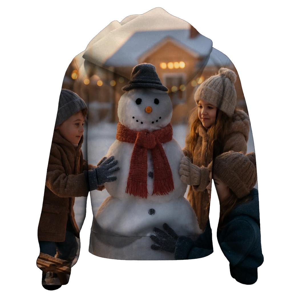 Children Building Snowman pullover hoodies