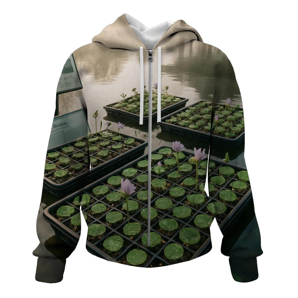 Floating Lotus Seedling Nursery printed hoodies
