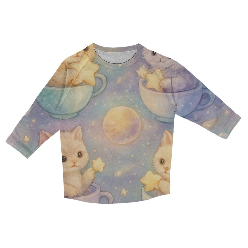 Cosmic Tea Party Kittens personalized 3/4 sleeve tees