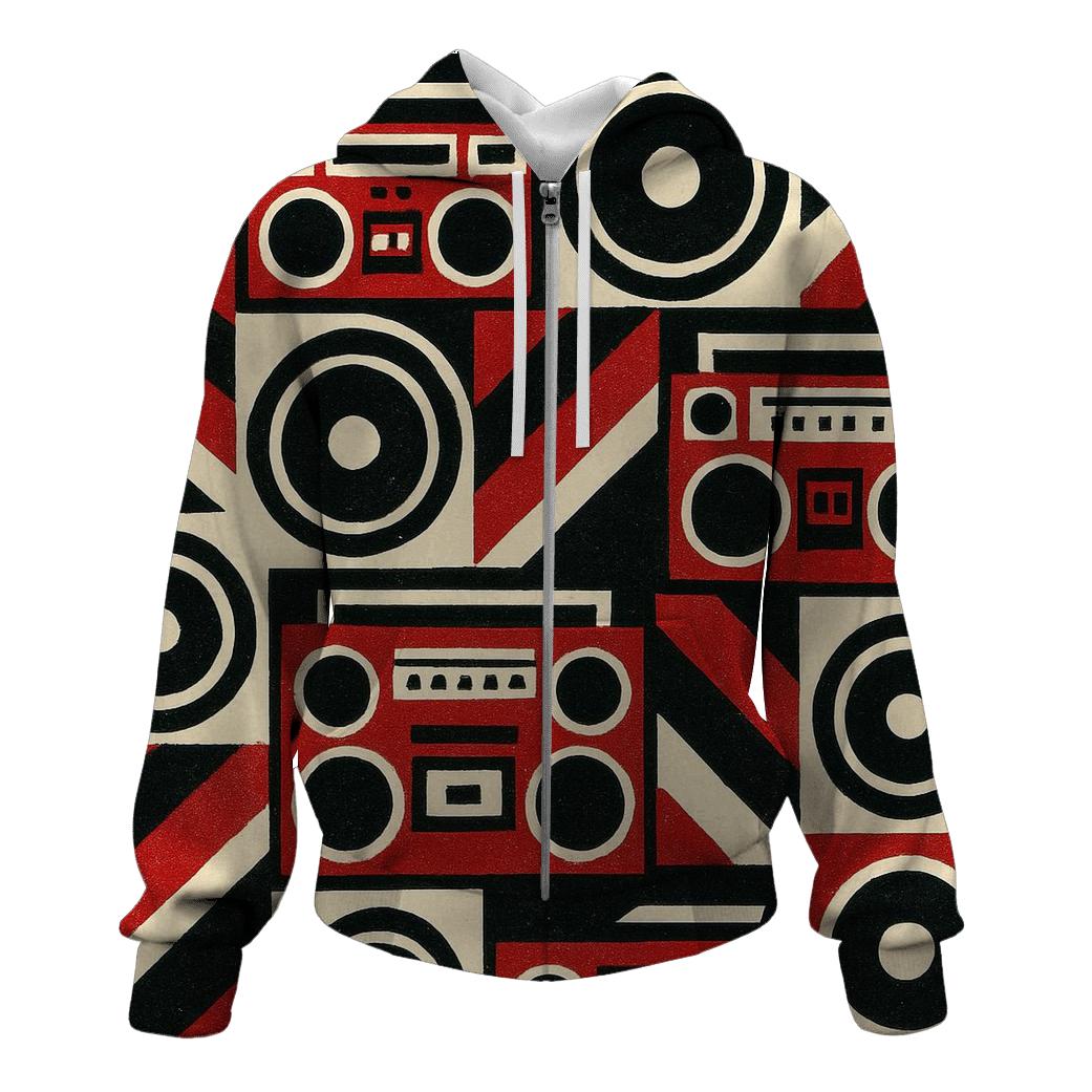 Boom Box Block Print embroidered hoodies