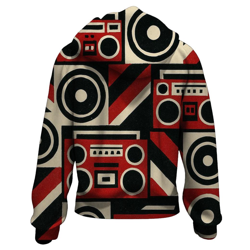 Boom Box Block Print embroidered hoodies