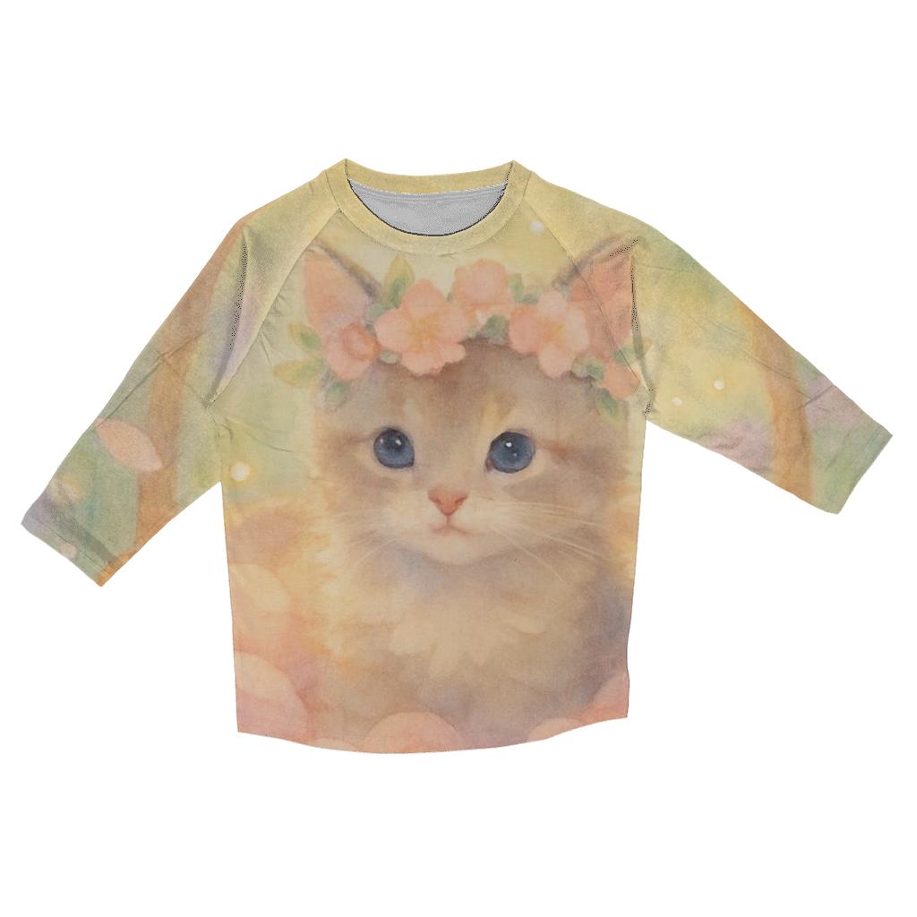 Blossom Crown Kitten trendy 3/4 sleeve tops