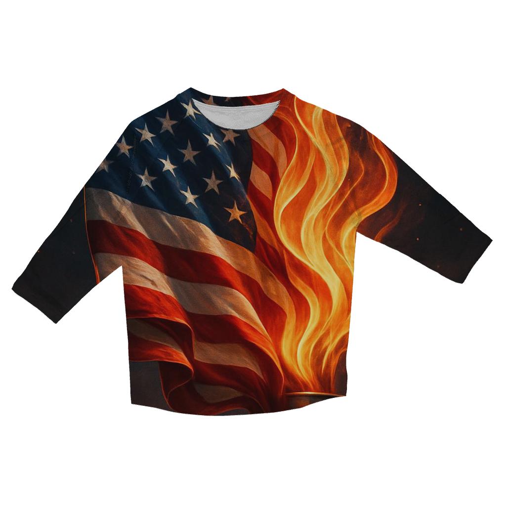 Liberty Flame Banner designer 3/4 sleeve blouses