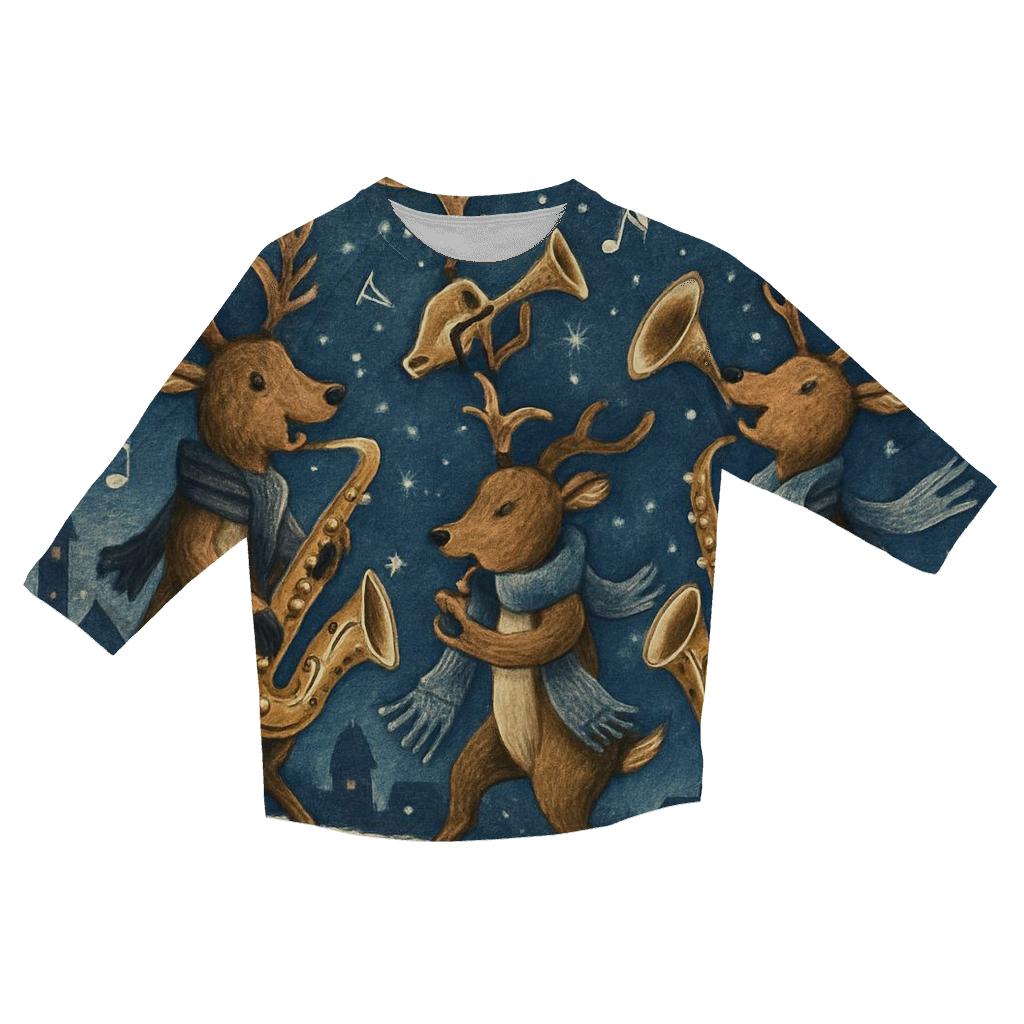 Reindeer Jazz Night stylish quarter sleeve tops