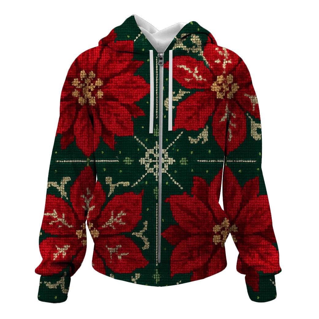 Poinsettia Tile Garden Design hoodie styles